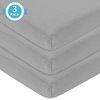 American Baby Company 3 Pack Fitted Mini Crib Sheet 24" x 38", Soft Breathable Neutral 100% Cotton Jersey Portable Sheet, Gray, for Boys and Girls, Fits Most Pack N Play Mattresses