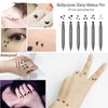 SUMEITANG 6 Pcs Double-headed Eyeliner Stamps Set Black Liquid Eye Liner Pen With Star,Moon,Heart,Flower,Smiley,Triangle Stamp Stencils Shapes for Women Makeup Kit Long-Lasting Waterproof Smudgeproof