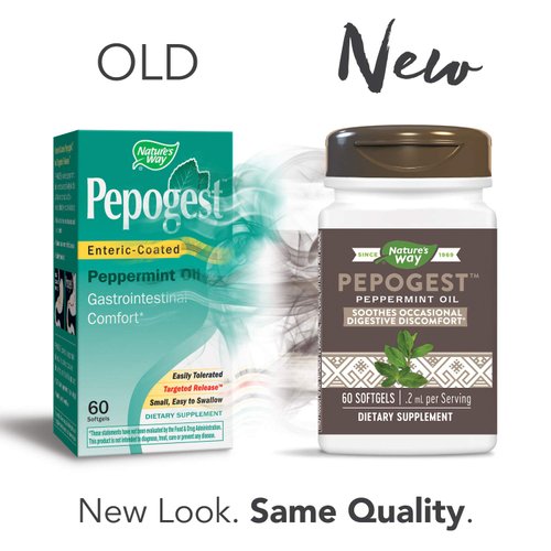 Nature's Way Pepogest Peppermint Oil, Soothes Occasional Gastrointestinal Discomfort*, 60 Softgels