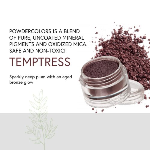 Honeybee Gardens PowderColors, Clean Mineral Eye Shadow in Temptress, Sparkly Deep Plum, Versatile, Portable, & Skin-Friendly, 2g