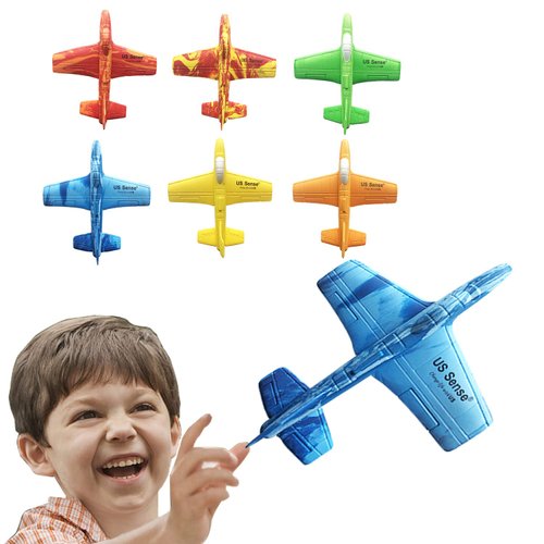 US Sense 6Pcs Foam Airplanes Glider Outdoor Toy -Glider Planes for Kids - Foam Planes for Kids - Perfect Party Favor or Goodie Bag Toy - Fulfill Your Child's Aviation Dreams