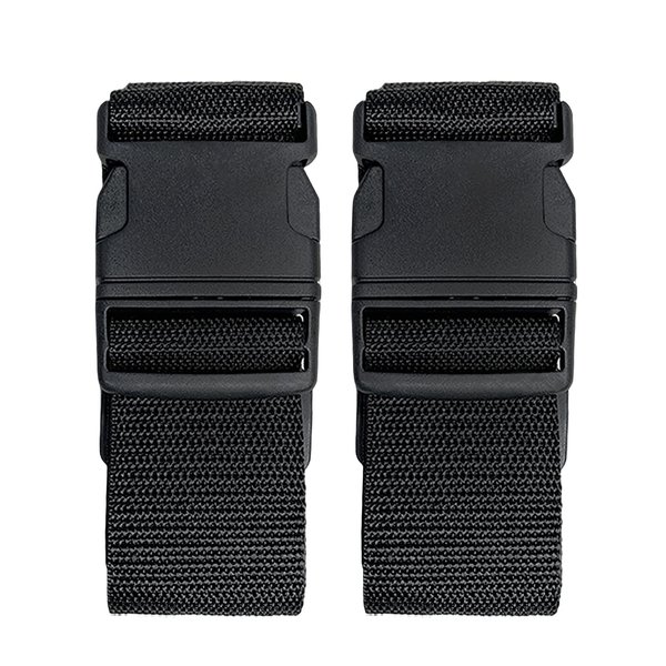 2 Pack Suitcase Belts, Adjustable Luggage Straps, Bright Colors Travel Packing Straps with Quick Release Buckle (Black)