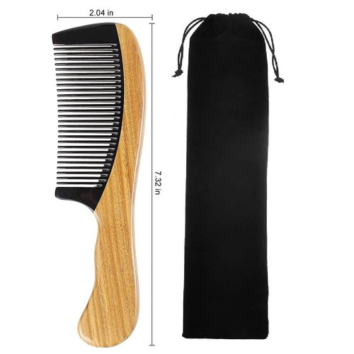Exquisite Handmade Hair Comb – Anti Static 100% Natural Green Sandalwood Buffalo Horn Comb Detangling Comb for Women,Men,Thick,Fine, Curly,Straight,Wavy Hair(Green Sandalwood Buffalo Horn Fine Tooth)