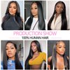 5x5 HD Lace Closure, Ultra-thin Invisible HD Lace Closure Tiny Single Knot Pre-Plucked with Baby Hair 12A Grade Brazilian Virgin Straight Hair Undetectable Melted Lace Closure Human Hair 16 Inch