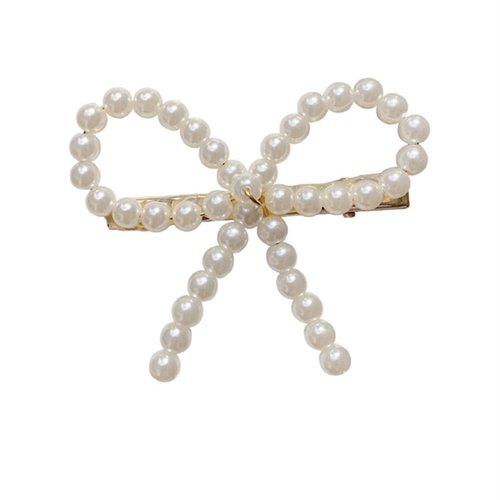 Pearl Bow Hair Clip - 1Pcs Elegant and Sweet White Pearl Bow Hair Barrette Pearl Hairpin Headwear Bow Bobby Pin Hair Accessories for Women Girls Wedding Bride Birthday Valentines Day Gifts