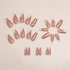 Medium Square Press on Nails Gold Foil Fake Nails French Tip False Nails with Golden Glue on Nails Glitter Acrylic Nails White Tip Press Ons Stick on Nails for Women Manicure Art 24 Pcs