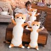 Jensquaify Long Cat Plush Pillow - Cute Kitten Stuffed Animal Body Hugging Toy for Kids, 19.68 Inch (Brown)