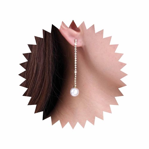 Sttiafay Vintage Rhinestone Pearl Drop Earrings Gold Long Tassel Pearl Earrings Linear Crystal Chain Earrings Cz Rhinestone Tennis Earrings Jewelry for Women