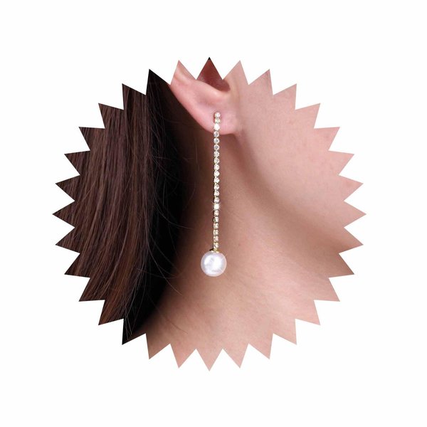 Sttiafay Vintage Rhinestone Pearl Drop Earrings Gold Long Tassel Pearl Earrings Linear Crystal Chain Earrings Cz Rhinestone Tennis Earrings Jewelry for Women