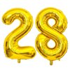 Gold 28 Number Balloons, 40 Inch Giant Number 28 Balloons Foil Mylar Helium Gold Number Balloons for 28th Birthday Party Supplies Anniversary Event Celebration Decorations