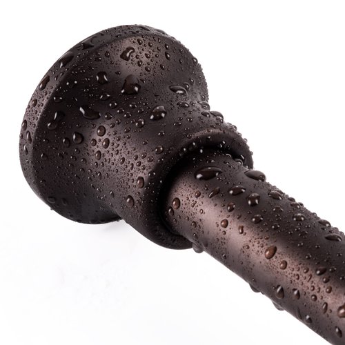 SZXIMU Spring Tension Curtain Rod 27-43 Inch, Never Rust and Non-Slip Shower Curtain Rods with Flat Top, Bronze