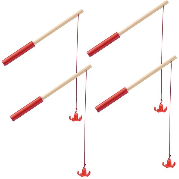 Juinipe 4 Pieces Magnetic Fishing Poles Wooden Magnet Fishing Rods Magnetic Fishing Games for Wooden Magnetic Fishing Games for Kindergarten Preschool Boys Girls