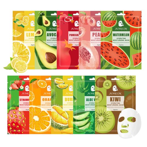 JunKuJK 10PCS Hydrating Facial Sheet Mask,Moisturizing Face Masks Skincare Gift Set,Long Lasting Face Mask Skin Care & Facial Mask Kit for All Skin Types
