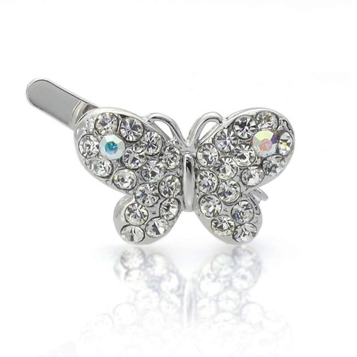Decorative Hair Clip Butterfly Magnetic Barrette Rhinestone Crystal Hair Barrette, Set of Two, Clear