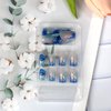 Medium Press on Nails Blue Fake Nails Square False Nails with Gold Foil and Sea Designs Glue on Nails Gradient Acrylic Nails Reusable Full Cover Artificial Nails for Women and Girls 24PCS