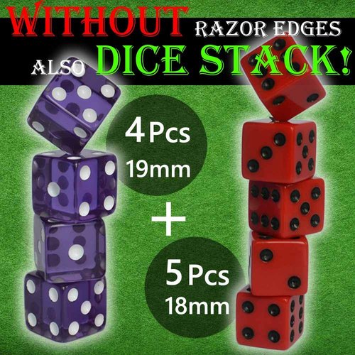 Graduation Gift Dice Stacking Cup Set with 4 Pcs 19mm and 5 Pcs 18mm Standard 6 Sided Dices Straight Dice Cup with Storage Bag Dice Cup Shaker with Magic Tricks Instruction Black