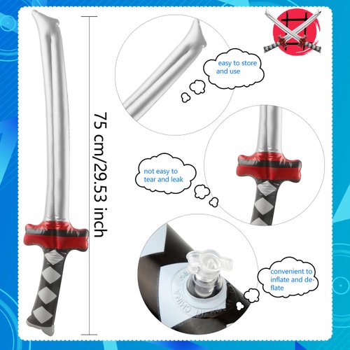 Fahacop 20 Pack 30 Inch Inflatable Katana Blow up Ninja Swords Inflatable Samurai Swords for Ninja Theme Birthday Cosplay Pool Party Supplies, 2 Colors