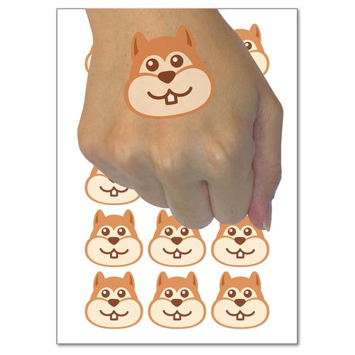 Peeking Chipmunk Temporary Tattoo Water Resistant Fake Body Art Set Collection - 54 1" Tattoos (1 Sheet)