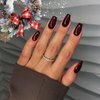 Burgundy Red Short Coffin Press on Nails Medium Coffin Nails Press ons, Christmas Dark Red Glue on Nails Short Fake Nails for Women Short Ballerina Acrylic False Nails Handmade Medium Square Gel Nails