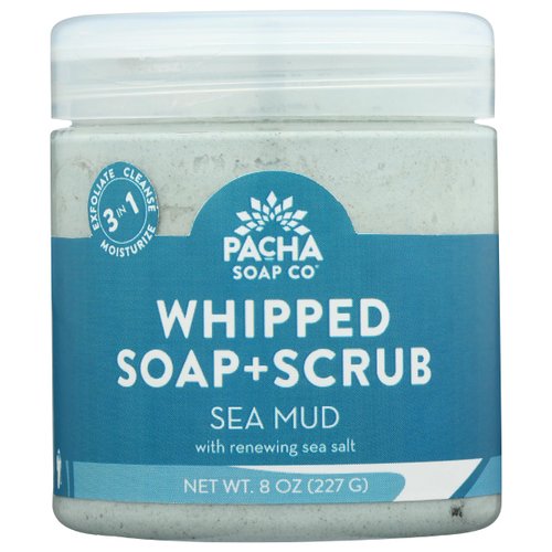Pacha Sea Mud Whipped Soap Scrub, Luxurious Body Wash and Scrub for a Nourishing & Relaxing Head to Toe Cleanse, 8 oz