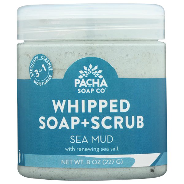 Pacha Sea Mud Whipped Soap Scrub, Luxurious Body Wash and Scrub for a Nourishing & Relaxing Head to Toe Cleanse, 8 oz