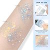 HOSAILY Silver Body Glitter Stick, Sparkling Holographic Sequins Glitter Gel, Body Shimmer Face Paint Glitter for Eye Hair Nail Lip, Chunky Glitter Makeup for Halloween Christmas Rave Festival