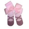 Sportybella Dance Hair Bow with Pink Glitter Ballet Slippers Design, 1 Count, Hair Accessory for Dance Recitals, Dancers and Dance Enthusiasts, Grosgrain Ribbon