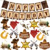 Cowboy Party Decorations, Cowboy Theme Party Decorations Include Western Cowboy Happy Birthday Banners and Hanging Swirls, Cowboy Birthday Decorations Supplies for Boys