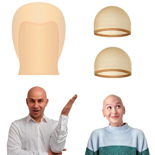 PLULON 3 Pcs Bald Cap Latex Bald Caps for Costumes Cosplay Makeup Bald Head Wig Caps Bald for Halloween Adults Women Men