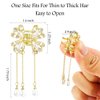 AHONEY 2 Pcs Small Metal Hair Clips, Gold Hair Claw Clips for hair with Tassels, Hair Accessories for Women and Girls Gifts (Floral)