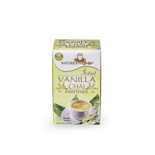 Nature's Guru Instant Vanilla Chai Tea Drink Mix Sweetened, 10 Count (Pack of 1) Single Serve On-the-Go Drink Packets
