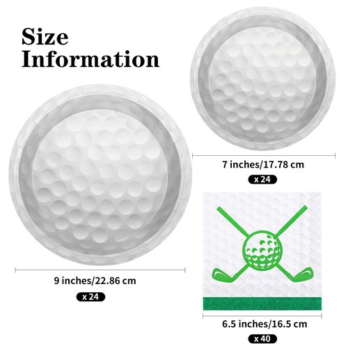 durony 88 Pieces Golf Disposable Tableware Set Golf Paper Plates and Napkins 7 Inch and 9 Inch Golf Dessert Plates for Sports Theme Birthday Decoration Party Supplies