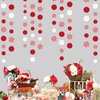 Red Party Decorations White Red Checkered Circle Dots Streamer Hanging Paper Polka Dot Garland for Birthday Baby Shower Wedding Bachelorette Christmas Carnival Circus Picnic Party Decorations Supplies