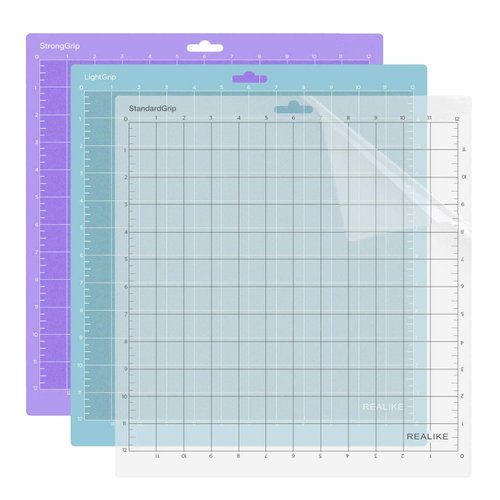 REALIKE 12x12 Cutting Mat for Silhouette Cameo 4/3/2/1 (3 Mats - StandardGrip, LightGrip, StrongGrip), Gridded Adhesive Non-Slip Cut Mat for Crafts, Quilting, Sewing, Scrapbooking and All Arts