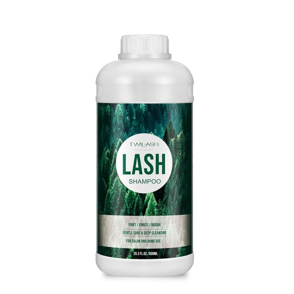 600ml Lash Shampoo Bulk, Eyelash Cleanser for Extensions, Safe Makeup Remover, Non-irritating or Burning Formula Eyelid Foaming Cleanser Best for Professional Salon and Home Use (Forest)