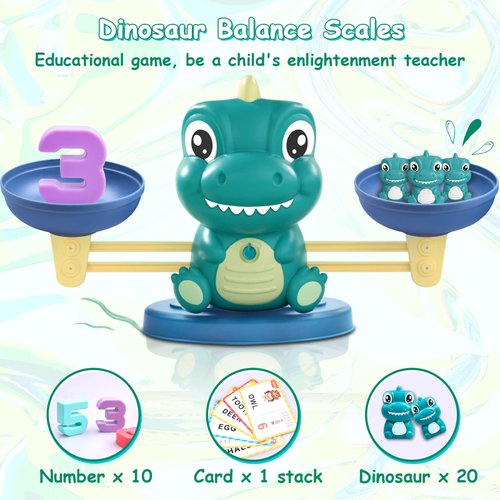 Kaodezhu Dinosaur Math Balance Toys - Montessori Toys for 3 Years Old Kids, Learning and Educational Toys for Boys and Girls - Birthday Gifts for 4 5 6 7 Year Old Boys