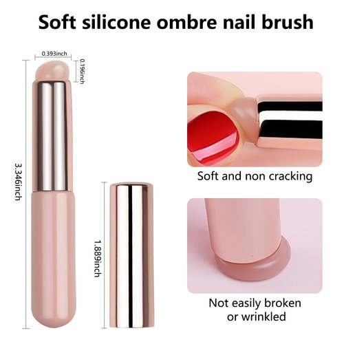 WOKOTO 4 Pcs Ombre Nail Brush For Gel Nails Gradient Nail Sponges Silicone Nail Brushes For Ombre Nail Art Brushes For Acrylic Application Nails Art Tools For French Tip Nail Art Ombre Brushes