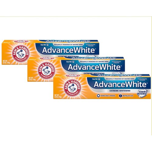 ARM &amp; HAMMER Advance White Extreme Whitening with Stain Defense Toothpaste, 6 oz (Pack of 3)