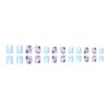 Tyuimhx Blue Flowers Press on Nails Square Short Fake Nails Light Blue False Nails Glossy Full Cover Stick on Nails Acrylic Spring Floral Artificial Nails for Women Girls Glue on Nails 24Pcs