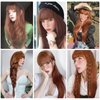 HAIRCUBE Long Auburn Wig with Bangs Layered Curly Orange Wigs for Women Natural Synthetic Wigs for Daily Use (pelucas de cabello natural)
