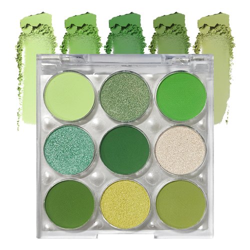 Green Glitter Eyeshadow Palette,9 Colors Matte Waterproof Eyeshadow Makeup Pallete,Blendabale Long Lasting Highly Pigmented Shimmer Eye Shadow Palette Green Christmas Party Halloween Daily Makeup