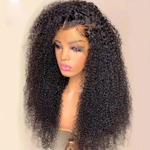 VIPbeauty Afro Kinky Curly Human Hair Wig 13x4 HD Lace Front Wigs Brazilian Human Hair Lace Frontal Wigs for Women 180 Density Virgin Human Hair Pre Plucked with Baby Hair Natural Color