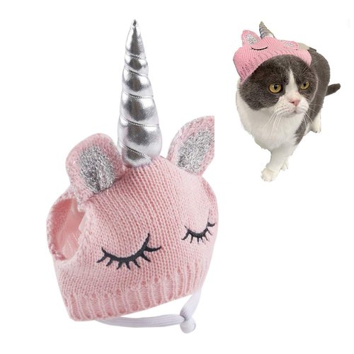 Cute Unicorn Hat Accessory Halloween Costume for Small Dogs & Cat Kitten, Cat Costume Pink