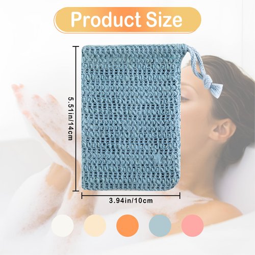 KUAOOAUK 10 PCS Soap Saver Pouch, Exfoliating Soap Bag with Drawstring, Natural Sisal Bar Soap Bags for Foaming and Drying, Mesh Soap Pouch for Shower Bath (5 Colors)