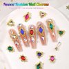 24pcs Green Luxury Nail Charms +2000pcs Emerald Green Rhinestones 3D Big Nail Gems Glass Nail Crystals Diamonds Jewelry Stones Alloy Nail Art Studs Decor Supplies Heart Charms for Arylic Nails Crafts