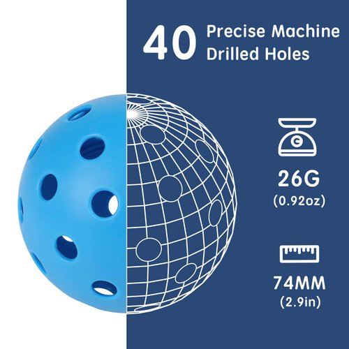 Pickleball Balls, 6 Pack 40 Holes Outdoor Pickleball Balls with Mesh Bag for Sport Indoor Play, High Elasticity & Durable Pickle Balls for All Style Pickleball Paddles, Gifts for Pickleball Lovers