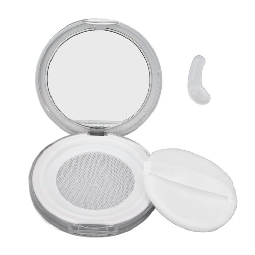 3g Empty Refillable Loose Powder Box, Plastic Loose Powder Compact Container with Powder Puff and...
