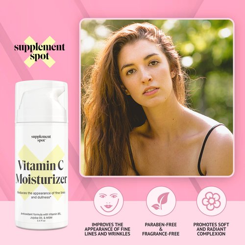Supplement Spot Antioxidant C Moisturizer - Revitalizing Vitamin Lotion w/Vitamin E Oil & Jojoba Oil – Vitamin Face Moisturizer For Dark Spots, Fine Lines & Wrinkles - Suitable For All Skin Types