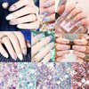 Holographic Nail Glitter Flakes Nails Supply Mermaid Powder Nail Art Decorations Shiny 3D Nail Sequins DIY Manicure Charms Design Acrylic Nails Supplies Glitter Nail Art Set (8 Boxes)