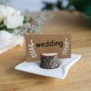 Wettin 12Pcs Rustic Wood Place Card Holders with 15Pcs Kraft Table Place Cards, Wooden Table Number Holders, Table name card holders Photo Holders, for thanksgiving Wedding Birthday Party.